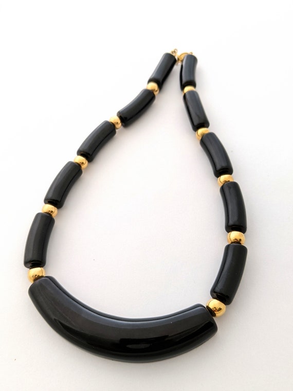 Signed Napier Black And Gold Bead Necklace, Short… - image 8