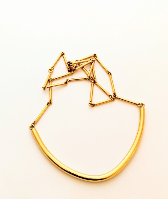 Signed Sarah Coventry Gold Tone Necklace, Minimal… - image 5