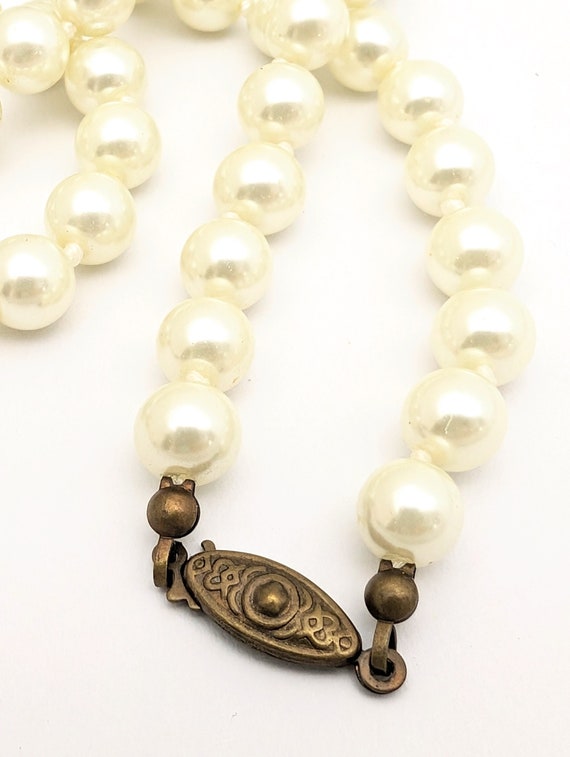 Vintage Faux Glass Pearls With Brass Clasp, Vinta… - image 7