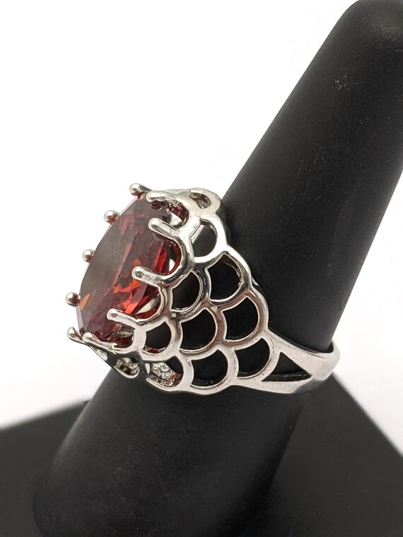Large Red Stone Ring, Big Red Glass Stone Ring,  … - image 5