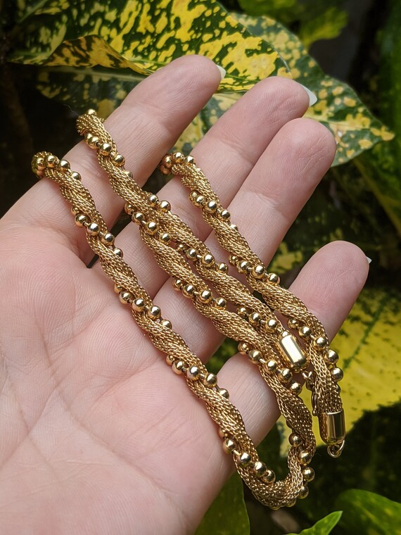 Vintage Avon Gold Tone 18 Inch Beaded Chain, Thin… - image 3