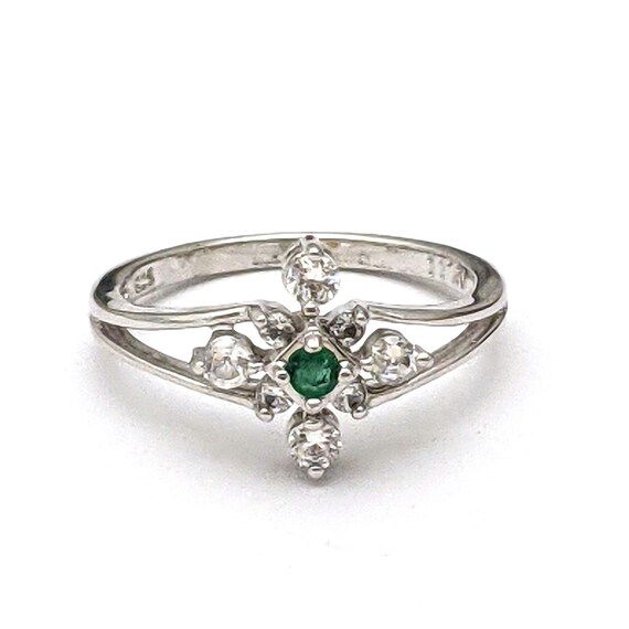 Sterling Silver Emerald Solitaire Ring, Vintage R… - image 1