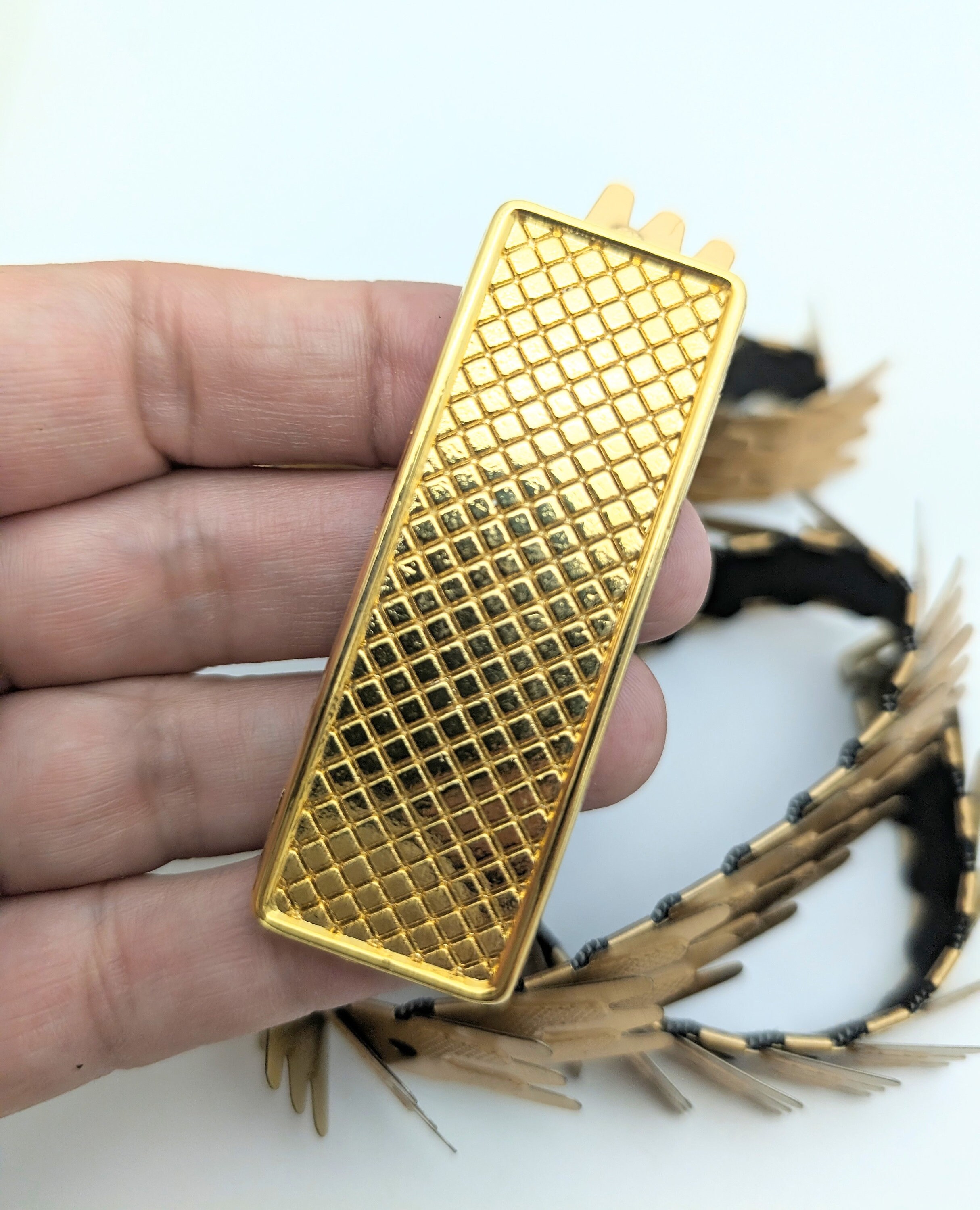 Serpentine Belt Gold Retro Fashion Elastic Stretch Metal Fish Scale Vintage 70s Fish Scale Elastic Belt, Vintage Gold Tone Thin  main image 3