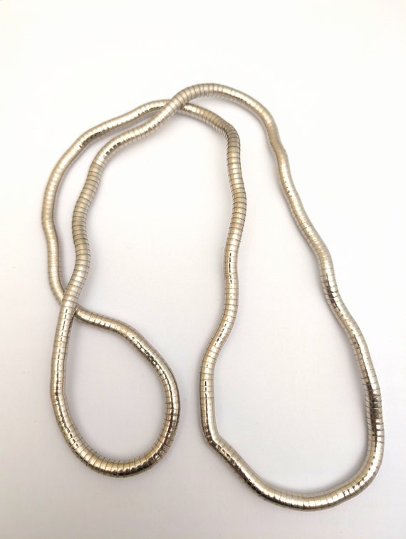 Silver Tone Articulated Snake Chain Necklace, Vin… - image 9