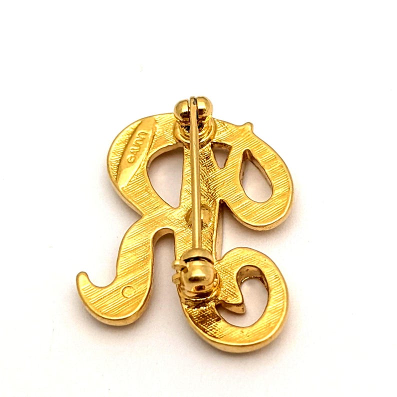 Vintage AVON Cursive Letter R Gold Tone Brooch Pin, Gold Plated ...