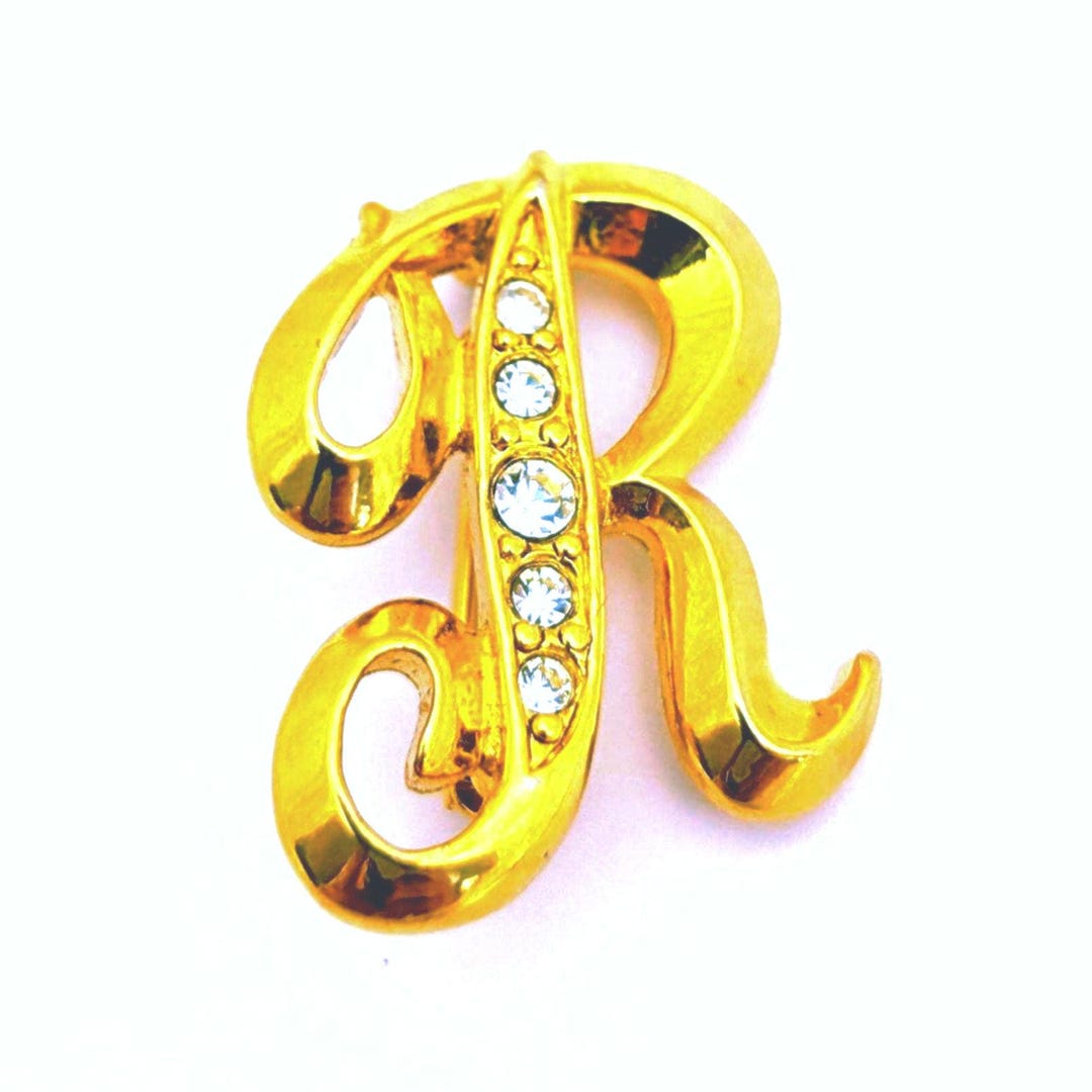 Vintage AVON Cursive Letter R Gold Tone Brooch Pin, Gold Plated ...