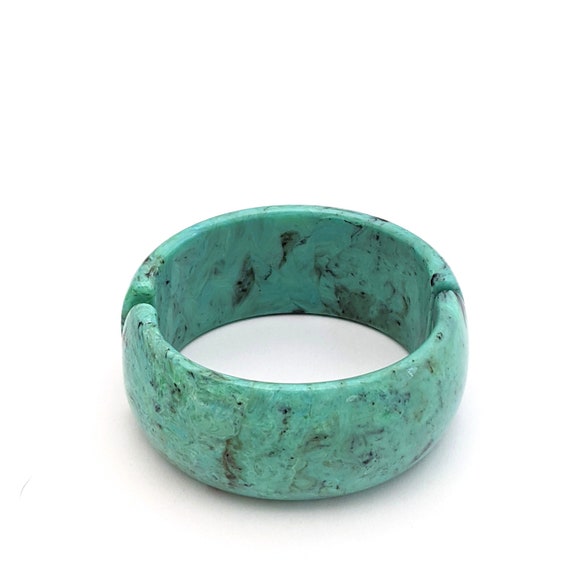 Faux Turquoise Plastic Resin Wide Cuff Bracelet, F