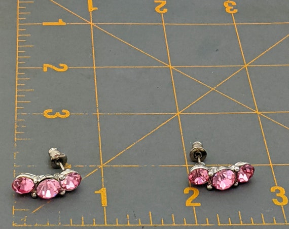 Pink Rhinestone Stud Earrings,  Rhinestone Cluste… - image 10