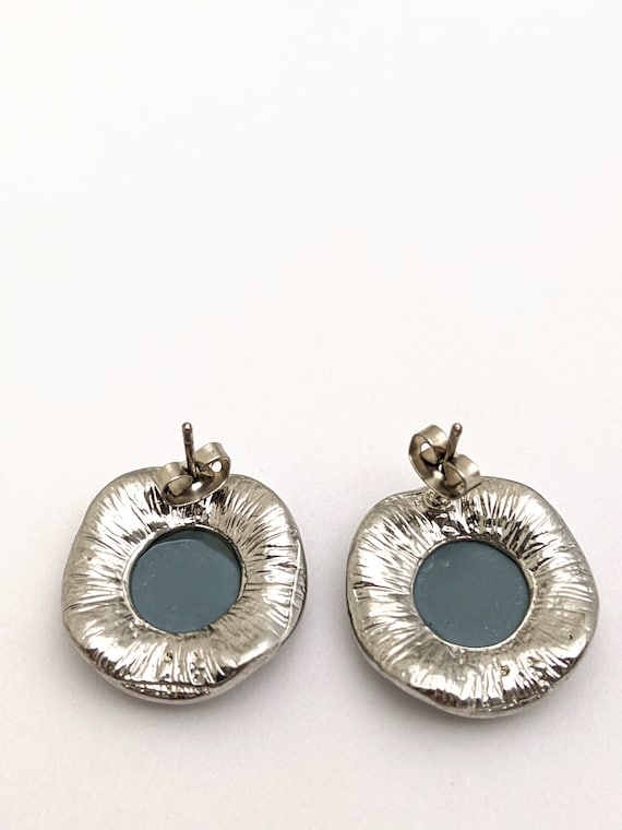 Large Round Rhinestone Stud Earrings, Large Color… - image 6