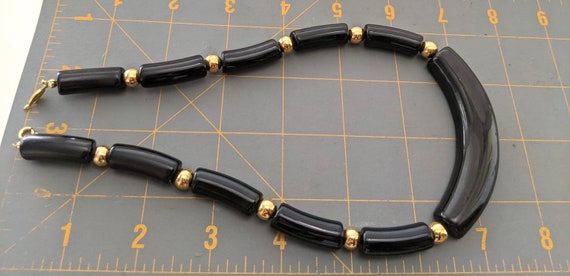 Signed Napier Black And Gold Bead Necklace, Short… - image 10