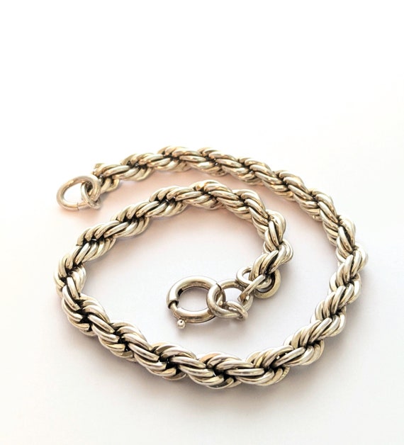 Sterling Silver Rope Chain Bracelet, Mens Sterling Si… Gem