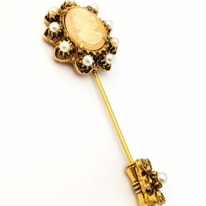 Vintage Cameo Brooch Pin, Victorian Revival Hat Pin, Vintage Cameo Jewelry