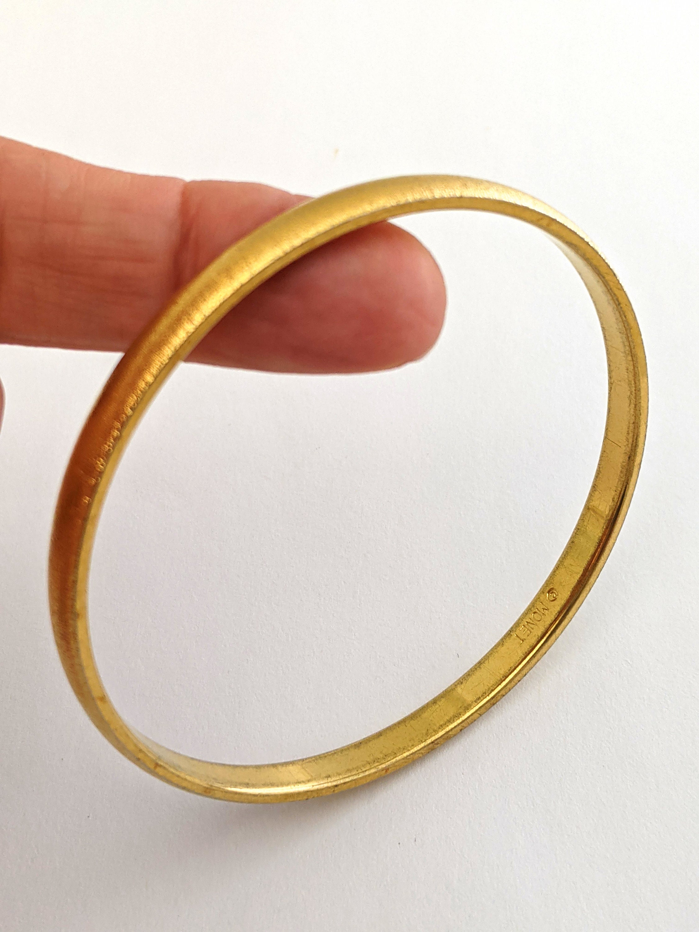 Monet Textured Gold Tone Bangle Bracelet, Vintage Monet Gold