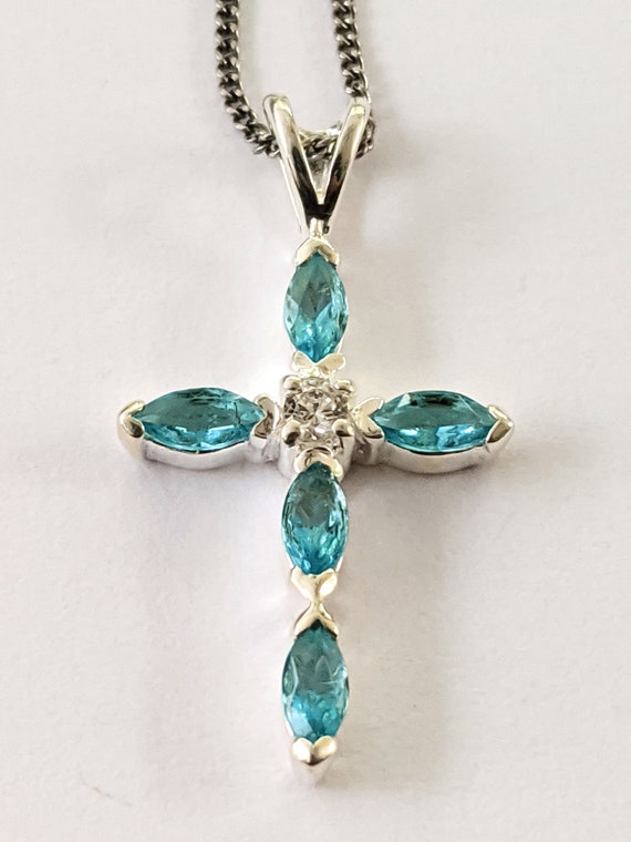 Sterling Silver Blue Stone Pendant Necklace, Vint… - image 6