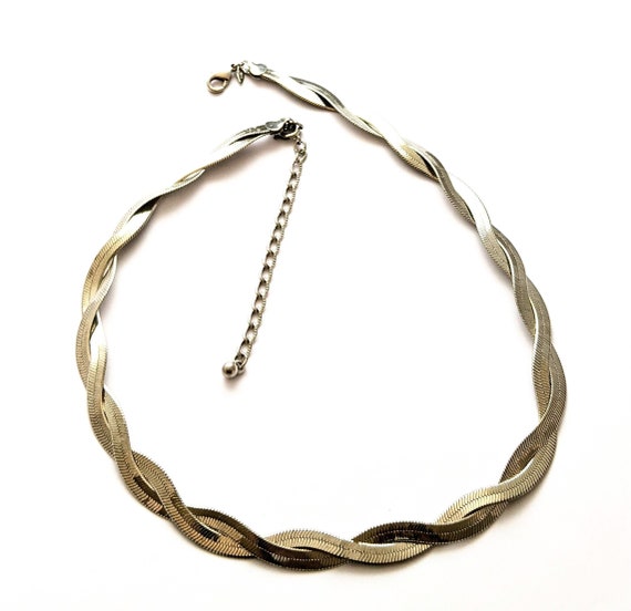 Silver Herringbone Two Strand Woven Chain, Ladies… - image 1