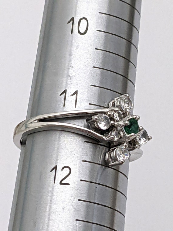 Sterling Silver Emerald Solitaire Ring, Vintage R… - image 4