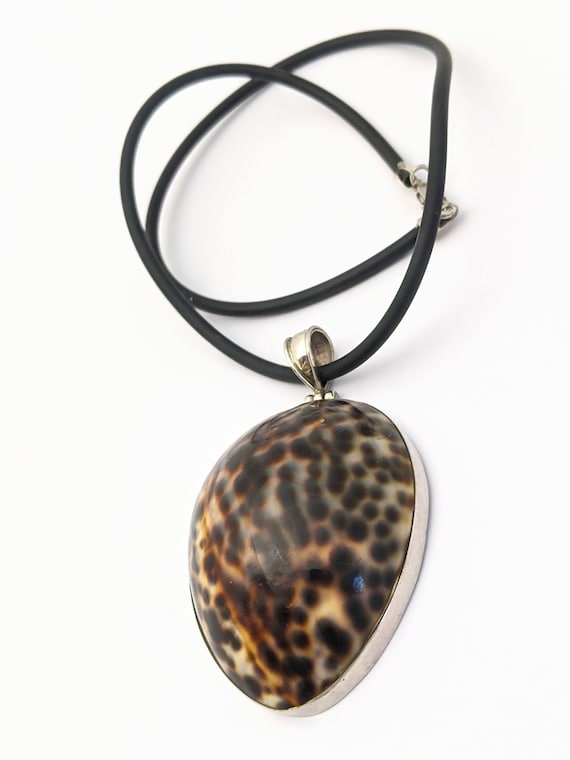 925 Sterling Silver Large Shell Necklace, Spotted… - image 1