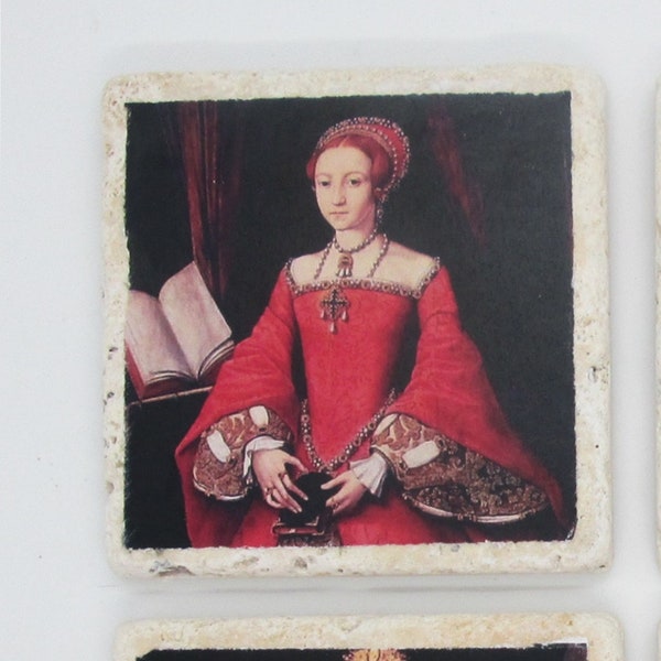 Elizabeth I Coasters Tudor Queen - set of 8 - Queen Elizabeth, Tudor Era, QEI Coasters, Tudor Coasters, Elizabethan Period, Queen of England