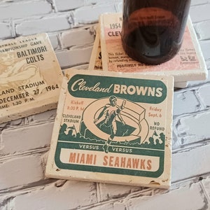 Cleveland Browns Ticket Stubs Untersetzer - 4er-Set- Cleveland Stadion, NFL, Football Untersetzer, Cleveland OH, Football Fan, Browns Fan