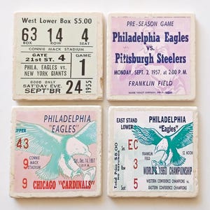 Philadelphia Eagles Shirt Stub Untersetzer - 4er Set - Adler Untersetzer, Bier Untersetzer, Vintage Adler, NFL, NFL Geschenke, Geschenk Fussballfan