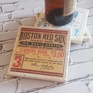 Boston Red Sox Ticket Stub Coasters - set of 4 - Fenway Park, Boston Red Sox, Red Sox Coasters, Boston Coasters, Vintage Red Sox, MLB