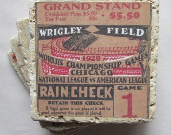 Chicago Cubs Ticket Stub Coasters - Set of 4, Wrigley Field Memorabilia