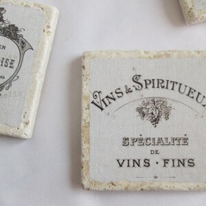Vintage French Wine Label Coasters set of 4 French coasters, wine coasters, French decor, hostess gift, wine lover image 6