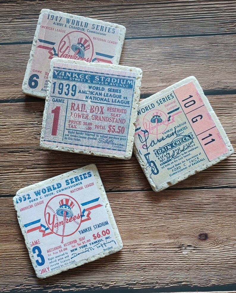 NY Yankees Ticket Stub Coasters Set of 4 Yankee Stadium Etsy