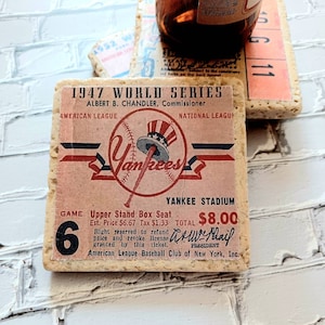 NY Yankees Ticket Stub Coasters - set of 4 - Yankee Stadium, New York Yankees, Yankees Coasters, NY Coasters, Vintage Yankees
