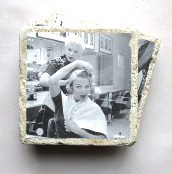 Old Hollywood Coaster Set: Glam Vintage Decor, Set of 4 Marble Drink Coasters