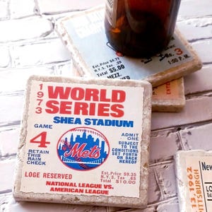 NY Mets Ticket Stub Coasters - set of 4 - Shea Stadium, New York Mets, Mets Coasters, Beer Coasters, Vintage Mets, Mets Gifts, MLB Gifts