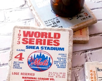 Vintage NY Mets Ticket Stub Coasters - Set of 4, Shea Stadium Memorabilia