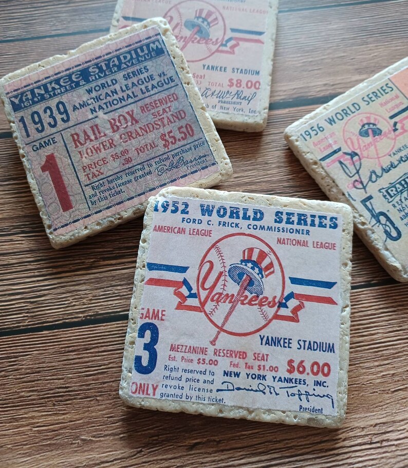 NY Yankees Ticket Stub Coasters Set of 4 Yankee Stadium Etsy