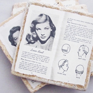 Hair Salon Decor Retro Hollywood- set of 4 - Hairstylist Gift, Lauren Bacall, Barber Shop Decor, Vintage Salon Decor, Hair Salon Gift