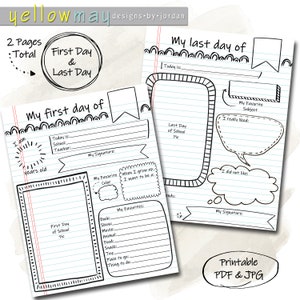 Rainbow First and Last Day of School Pages, School Memory Book, School Journal, First Day of School Printable, School Scrapbook