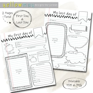 Zig Zag First and Last Day of School Pages, School Memory Book, School Journal, First Day of School Printable, School Scrapbook