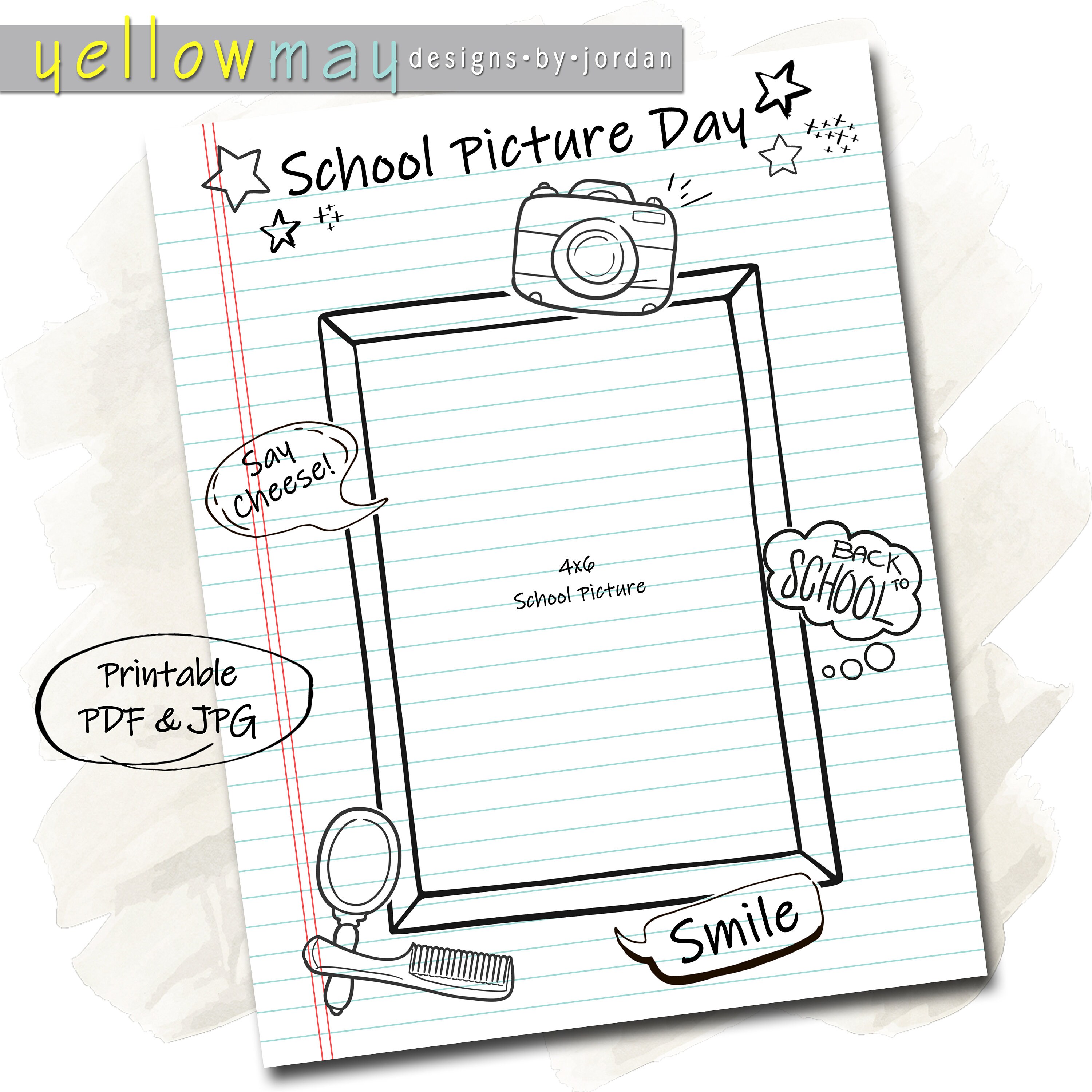 School Picture Page for School Memory Book, School Journal, First Day ...