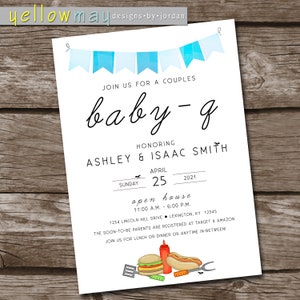 BBQ, Baby-Q, Couples Baby Shower Invitation, Picnic - 5x7 - Printable PDF & JPG