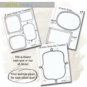 Notes de l'enseignant, notes de maman et papa, livre de souvenirs d'école, journal scolaire, impression pour la première journée d'école, album de scrapbooking scolaire