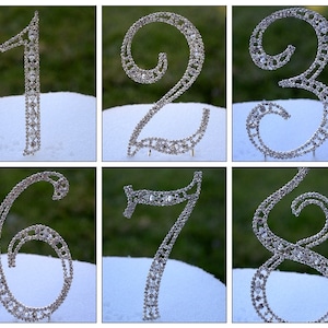 Nowy 5" Kryształowy Cyrkonia Srebrny Tort Topper Numer Urodziny Impreza Rocznica Monogram Ślub Top Inicjał Darmowa Wysyłka