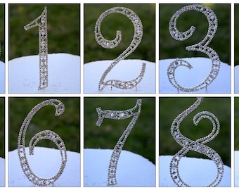 New  5" Crystal Rhinestone Silver Cake Topper Number Birthday Party Anniversary Monogram Wedding Top Initial Free Shipping