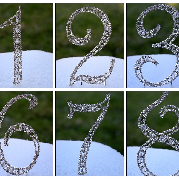 New  5" Crystal Rhinestone Silver Cake Topper Number Birthday Party Anniversary Monogram Wedding Top Initial Free Shipping