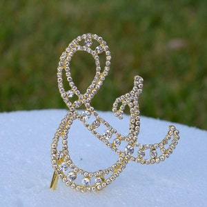 New 5" Crystal Rhinestone Gold Cake Topper Letter Number Monogram ...