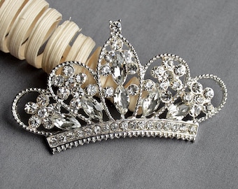 100 Rhinestone Button Embellishment Crystal TIARA CROWN Bridal Wedding Brooch Bouquet Invitation Cake Hair Comb Pin BT550