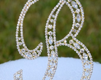 Large 5"  Crystal Rhinestone Gold Cake Topper Letter "B" Monogram Wedding Birthday Party Top Initial CT084