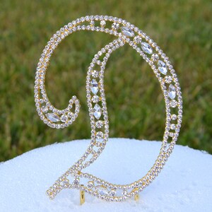 New 5" Crystal Rhinestone Gold Cake Topper Letter Number Monogram ...