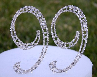 New Large 5" Crystal Rhinestone NUMBER 99 Cake Topper Silver 99th Birthday Party Forty Ninety Nine Anniversary CT990
