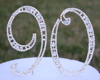 New Large 5" Crystal Rhinestone NUMBER (90) Silver Cake Topper 19th Birthday Party 90 Anniversary Free Shipping CT900