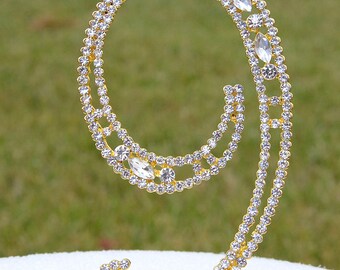 Large 5" Crystal Rhinestone NUMBER Nine 9 Gold Cake Topper 9th Birthday Party Anniversary Wedding Golden Cake Top CT082