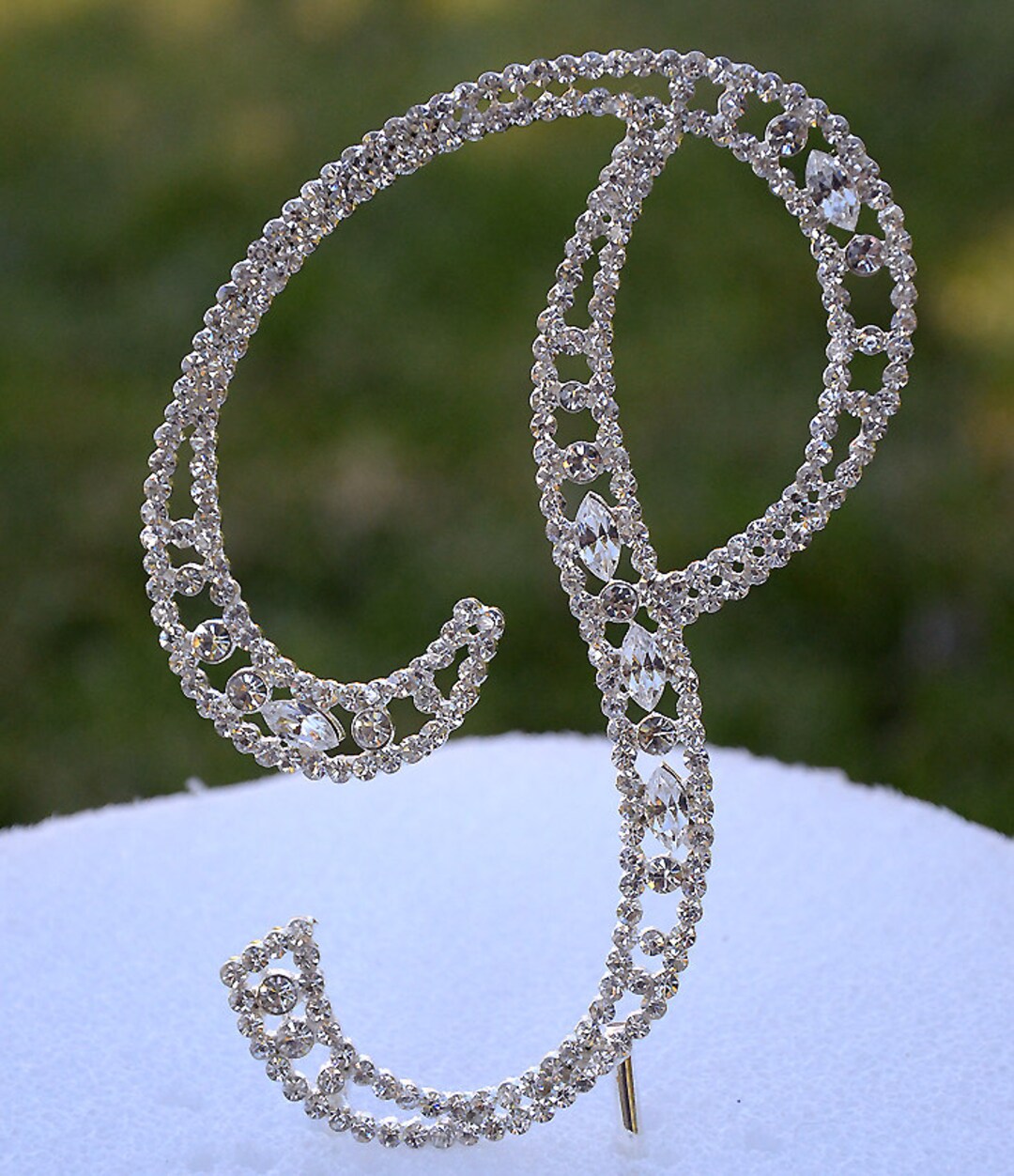 Large 5 Crystal Rhinestone Silver Cake Topper Letter p Monogram Wedding ...